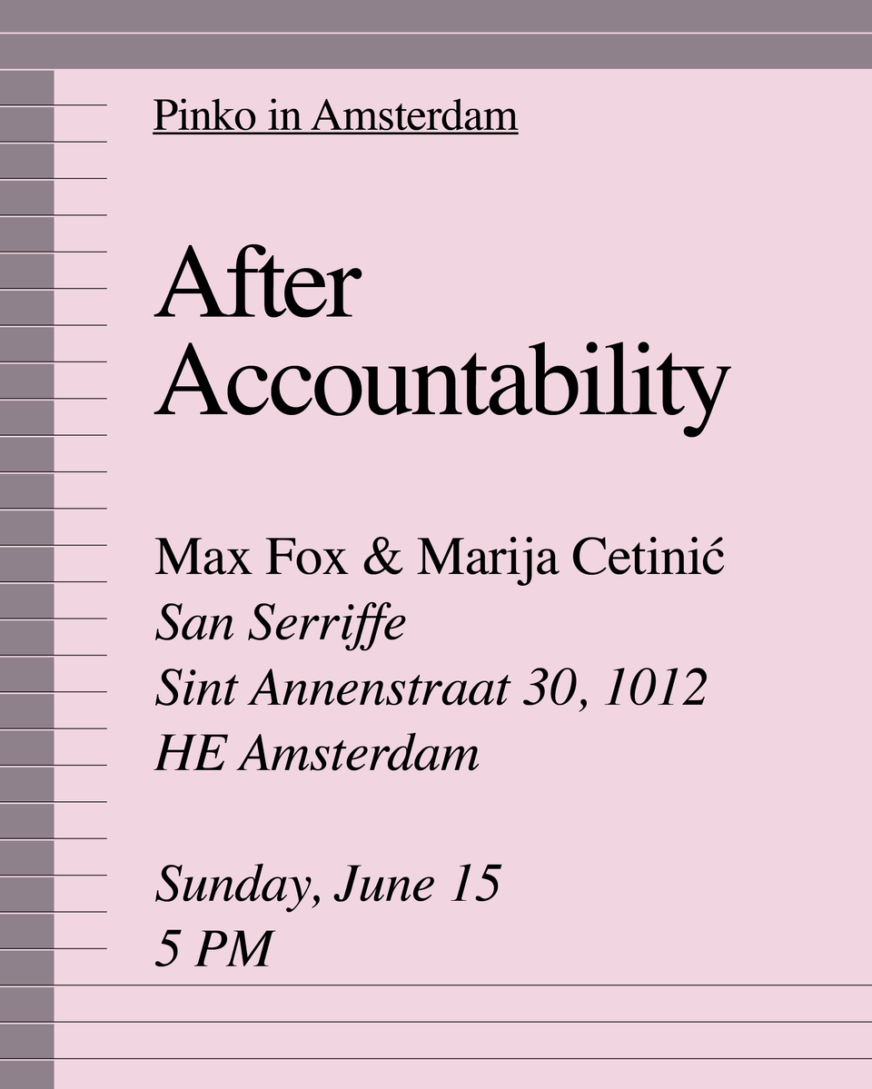 Pinko in Amsterdam: After Accountability